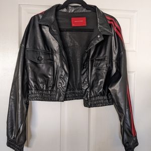 Faux Leather Racing Jacket